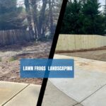 Before and after Wood Privacy Fence Installation Lawn Frogs Landscaping