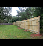 Dog eared wood privacy fence Cobb County GA Lawn Frogs Landscaping